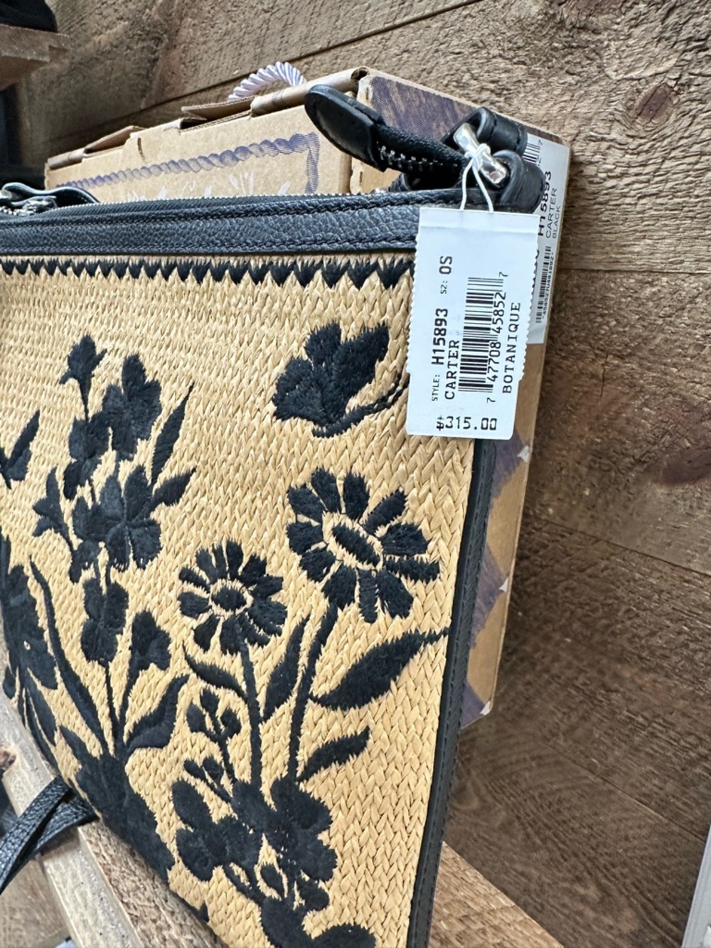 Brighton Carter Straw Messenger Bag – Botanical Black Floral Crossbody - Picture 5 of 8